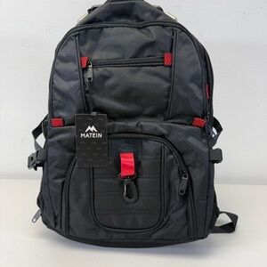 Men's Black Backpack with Red Accents